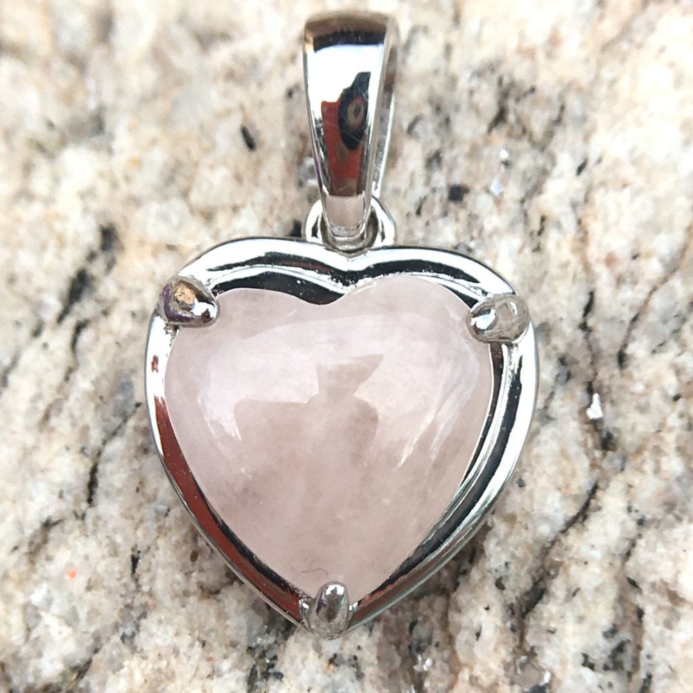 Morganite Heart Pendant .925 Sterling Silver Genuine Gemstone Pink Beryl